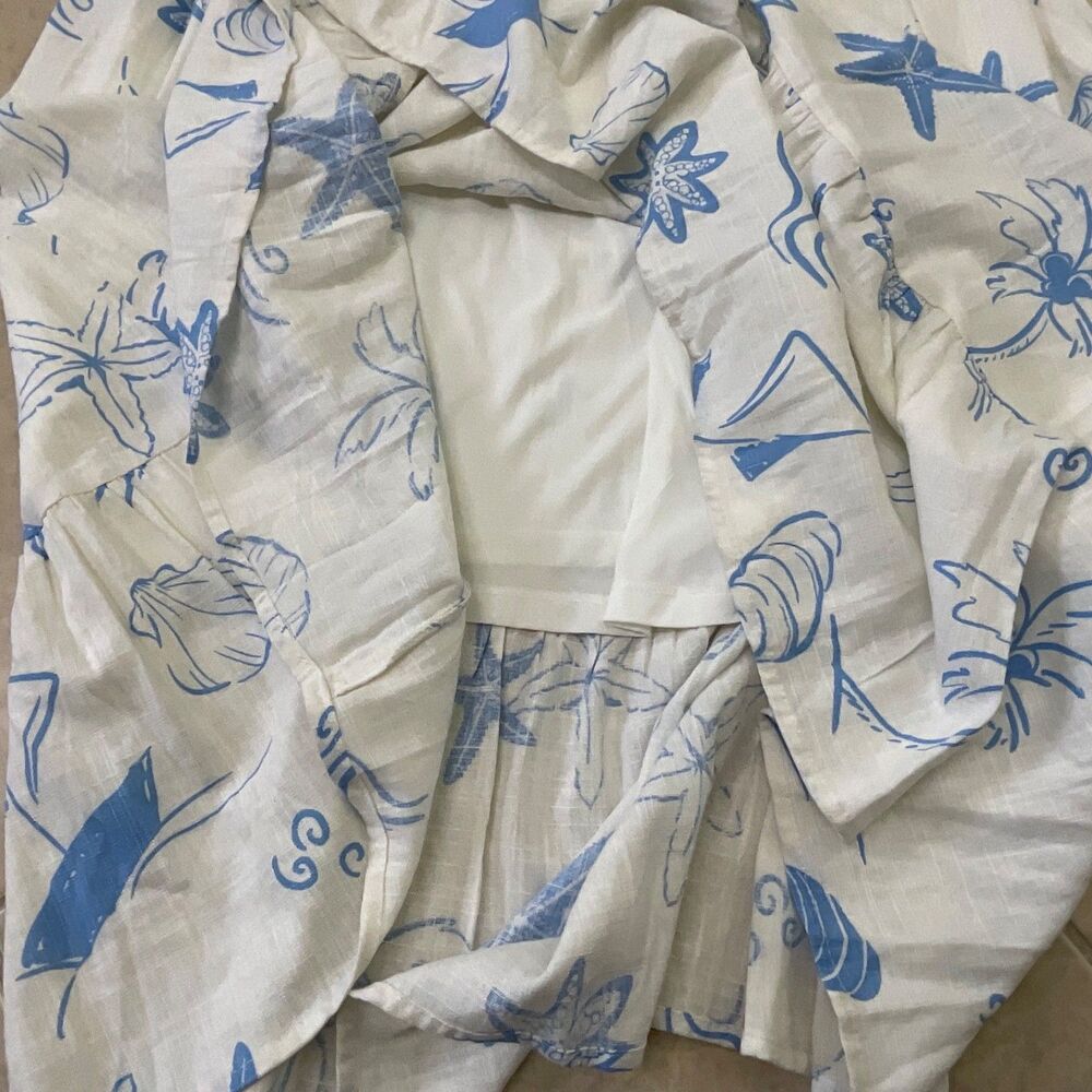 Anthropologie By The River Tiered Midi Dress Size Small Blue shells white smock - Picture 11 of 11